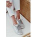 Sky Silver Leather Diamante Sneaker