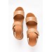 Emmanuel Camel Leather Wedge Sandal