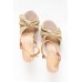 Trivia Beige Bow Wedge Sandal