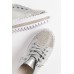 Sky Silver Leather Diamante Sneaker