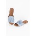 Adielia Blue Leather Tassel Slide