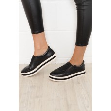 Pour Black Leather Slip On Sneaker