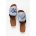 Adielia Blue Leather Tassel Slide