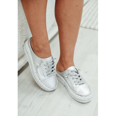 Niki Silver Leather Mule Sneaker