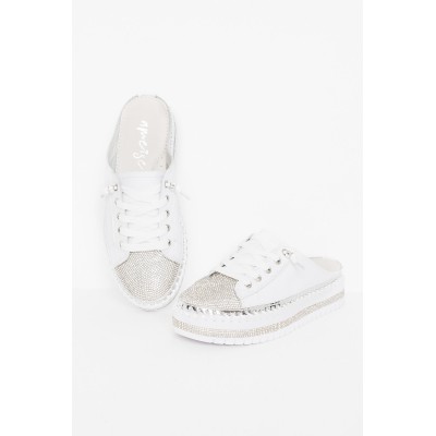 Sarah White Leather Mule Sneaker