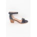 Mickee Navy Leather Heel